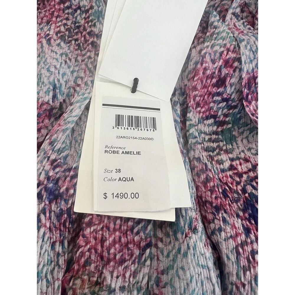 $1490 Isabel Marant Silk Ruffle Mini Aqua Dress Size 38(6) - Picture 8 of 11